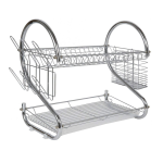 2 Layer Stainless Steel Tableware Dish Rack with Cups & Cutlery Holders