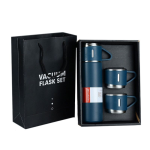 500ml Stainless Steel Vacuum Flask Gift Set with 3 Mugs (Blue)
