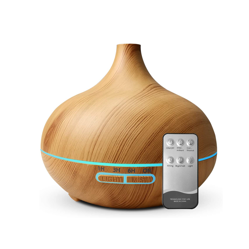 550ML-Remote-Control-Essential-Oil-Diffuser-and-Humidifier-Brown 550ML Remote Control Essential Oil Diffuser and Humidifier (Brown) - Image 1