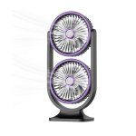 Dual Head Desk Fan (Small) with Night Light (Rechargeable)