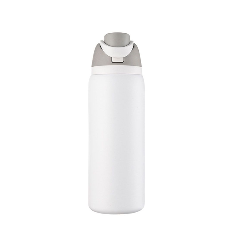 Insulated-Stainless-Steel-Water-Bottle-with-Straw-for-Sports---240z---White Insulated Stainless Steel Water Bottle with Straw for Sports - 240z - White - Image 1