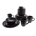 Minimalist Coupe Stoneware Dinner Set - 16 Piece Black.