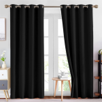 NANWEI Blackout Pain Bedroom Eyelet Curtains (Black)