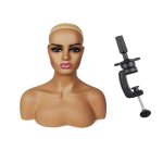 PVC Professional Mannequin Head with Shoulders Table Clamp