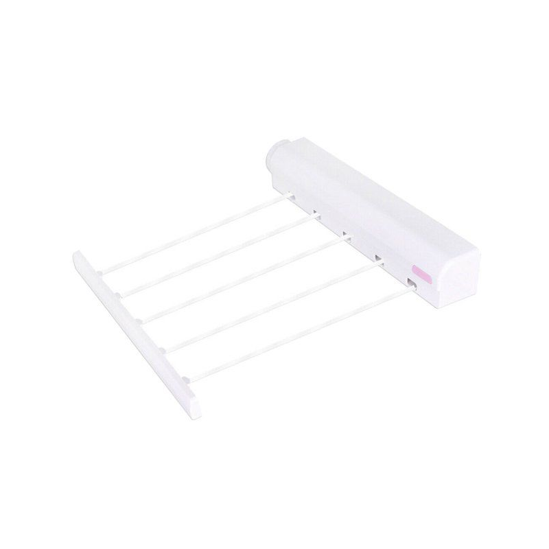 Wall-mounted-Retractable-Laundry-Clothesline-Drying-Rack-White Wall-mounted Retractable Laundry Clothesline Drying Rack (White) - Image 1