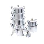 Pure Aluminium Casserole Pot Set Pure Shine Silver - Set of 8